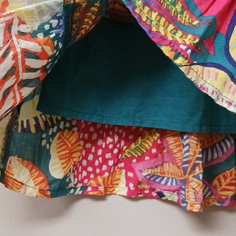Cynthia Rowley Colorful Leaf Print Cotton Mini Skirt Size M - Picture 5 of 12